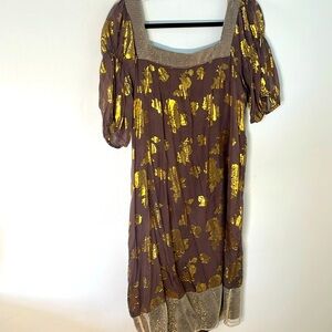 Laundry By Design Vintage Brown and Gold Dress